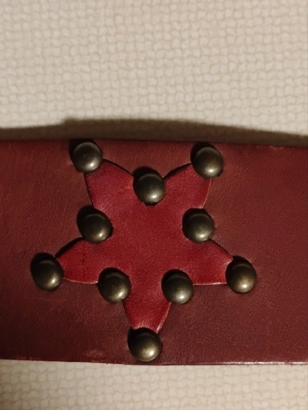 Linea Pelle Embellished Brown Leather Star Stud Belt with Rhinestones